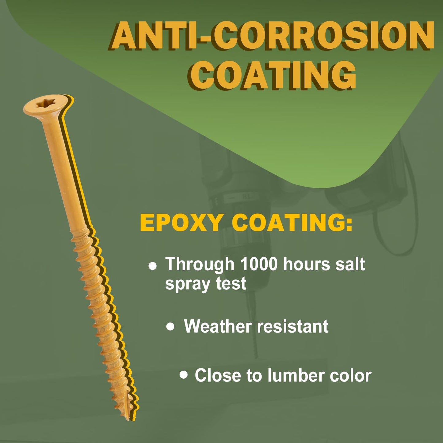 LIONMAX Deck Screws #14 x 6 Inch, 50 PCS, Long Wood Screw, Rust Resistant, Exterior Epoxy Coated for Outdoor Decking, Torx/Star Drive Head, T30 Star Bit Included