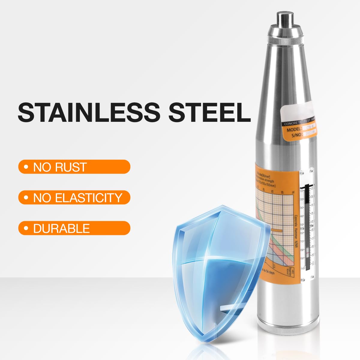 SMTOER CTH-80 Concrete Rebound Hammer Tester | Digital Concrete Strength Test Kit 10-70MPa (1450-10150psi) | Mechanical Resiliometer with Calibration Tool & Case