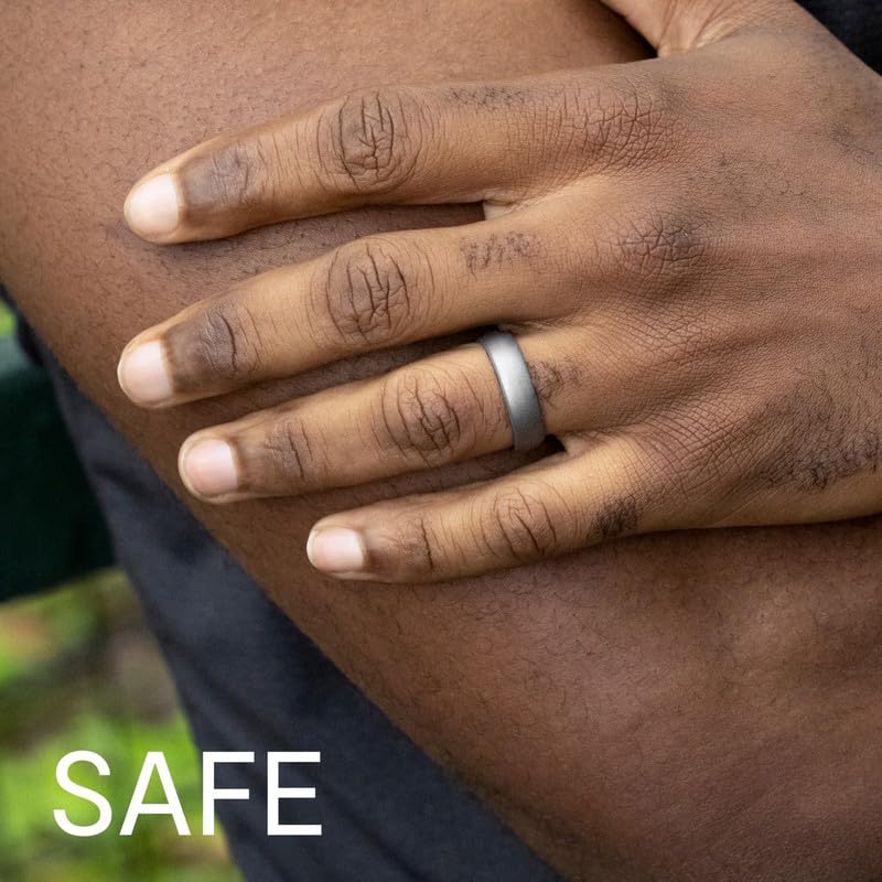 ROQ Silicone Rubber Wedding Ring for Men - Breathable, Durable Engagement Band, Multiple Colors