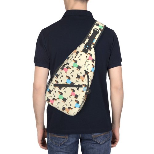 qyopvli Dachshund Sling Bag Crossbody Backpack Hiking Travel Daypack Chest Bag Lightweight Shoulder Bag For Women Men