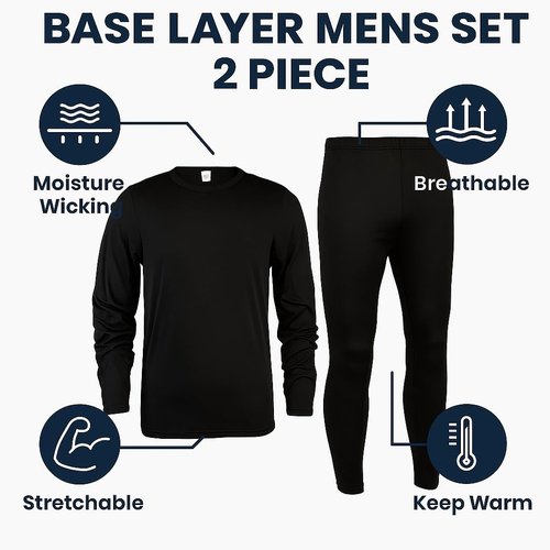 Polar Extreme HEAT MENS BRUSHED BASE LAYER 2 PC SET LARGE- BLACK