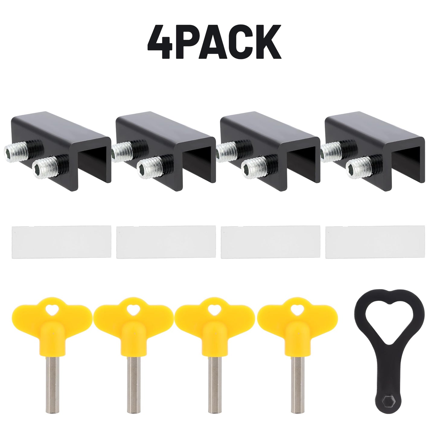 Erogeen Window Locks, 4 Sets Sliding Window Locks with Key for Vertical and Horizontal Sliding Windows & Doors, Adjustable Aluminum Window Stopper Security for Child Home Safety (Black, 4Pack)