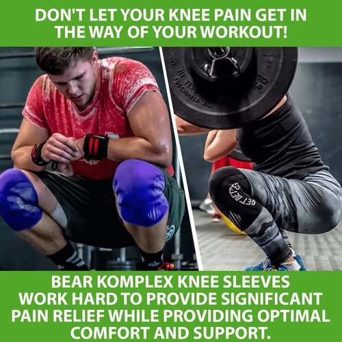 Bear KompleX Knee Sleeves for Men & Women - 5mm Compression & Heat Retention Neoprene Compression Knee Brace for Weightlifting, Squats & Powerlifting