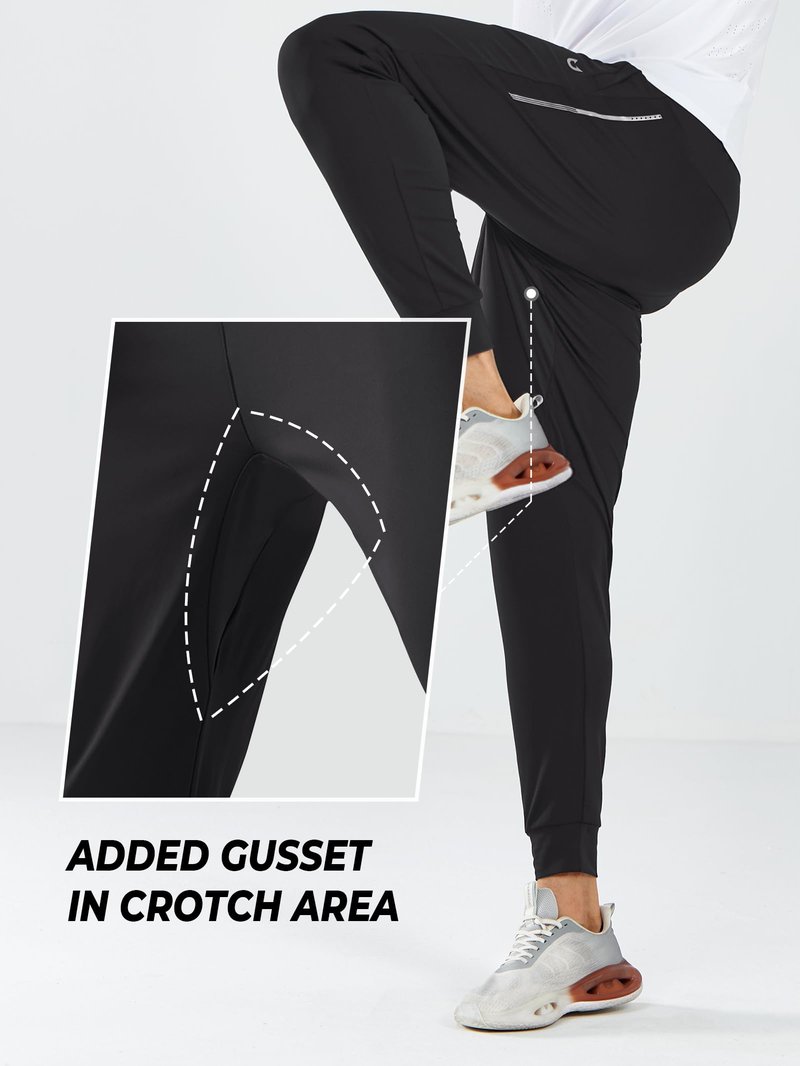 NORTHYARD Men's Running Jogger Pants Athletic Workout Sweatpants with Zipper Pockets Gym Track Jogging Sweatpant Black-L