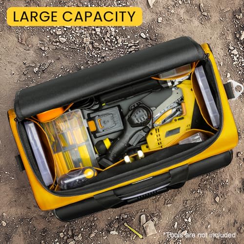 Tool Bag, 20-inch Tool Organisers, 600 Denier Large Tool Bag for Home DIY & Equipment Storage, Yellow and Black (50cm/20inch)