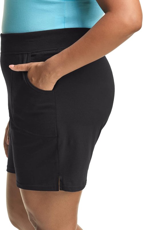 Hanes Women's Just My Size Cotton Jersey Shorts - Plus Size Pull-On Gym Shorts | 7-Inch Inseam