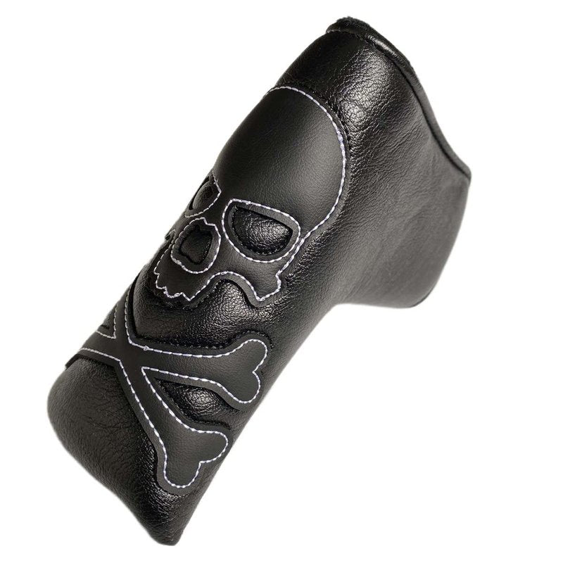 Skull Black Golf Blade Putter Head Cover Headcover Magnetic - Cool Golf Putter Cover Club Protective Case for Men - Synthetic Leather Putter Headcover