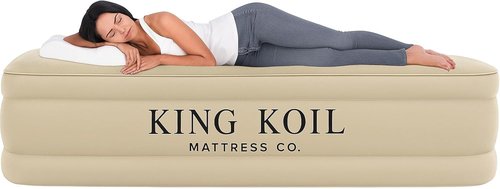 King Koil Luxury Queen Size Air Mattress - Built-In High-Speed Pump | Waterproof & Adjustable, 1-Year Warranty