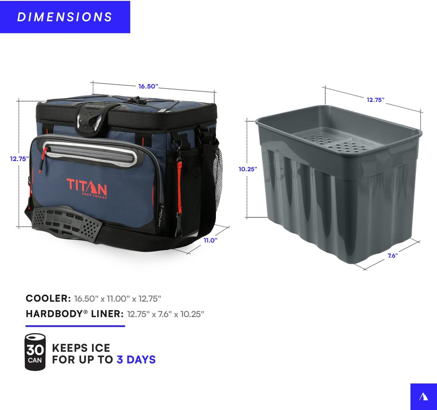 Titan by Arctic Zone Deep Freeze Cooler - Zipperless Hardbody Design with Deep Freeze Insulation | SmartShelf Feature