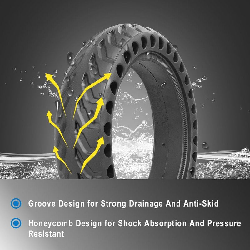2Pcs Solid Tire for Xiaomi m365 Electric Scooter MIJIA Mi m365 pro/gotrax gxl V2/gotrax XR, 8.5 inches Front or Rear Replacement Electric Scooter Honeycomb Wheels with 4 Tool Accessories for Sports
