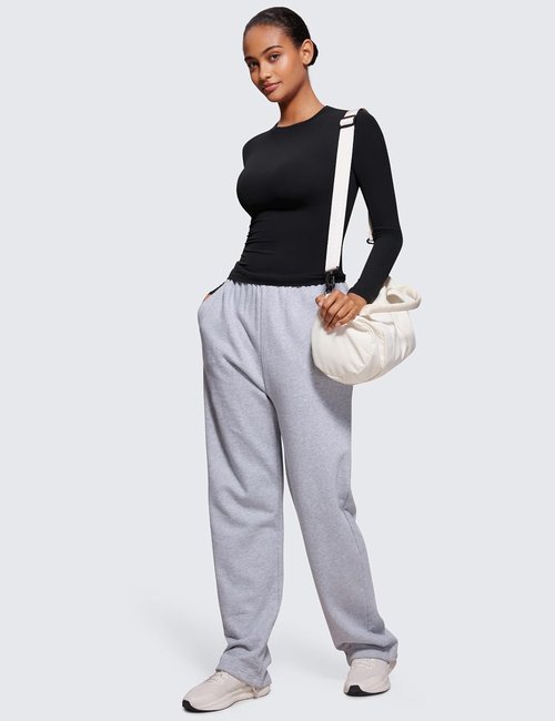 CRZ YOGA Long Sleeve Crewneck Shirts for Women - Soft, Fitted Casual Tops for Fall