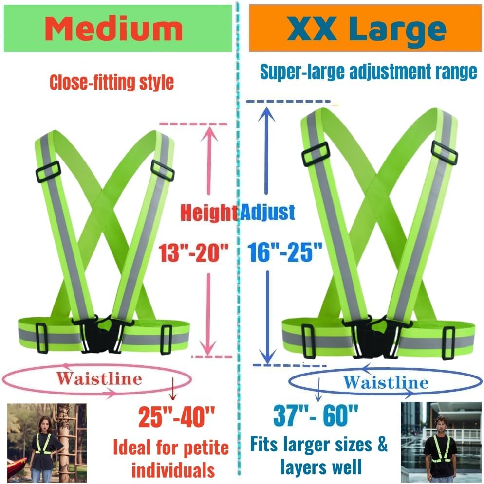 Skiennix Adjustable Reflective Safety Vest - 360° Visibility with Silver Straps for Cycling & Construction