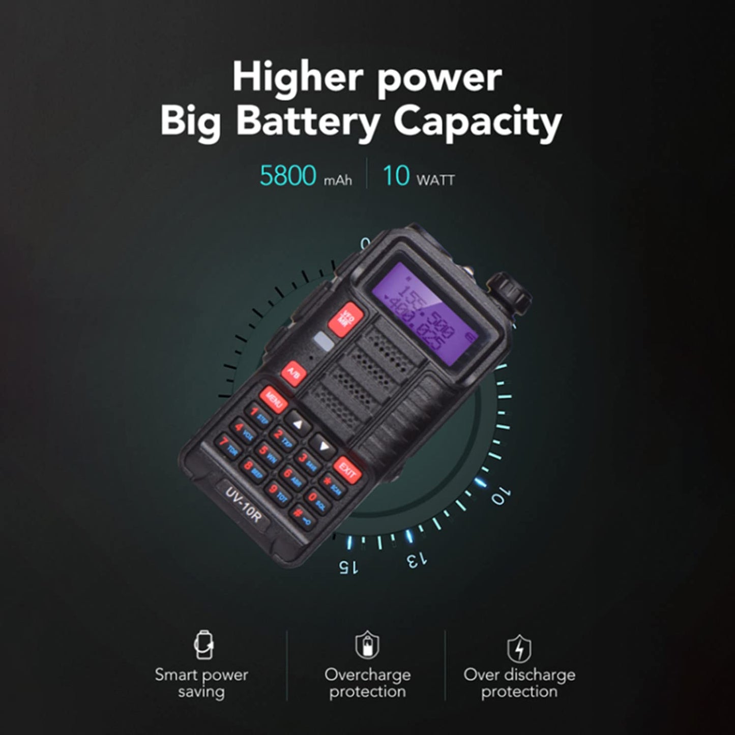 BAOFENG Radio UV-10R Tri-Power 7W/5W/1W High/Mid/Low Power Two Way Radio Handheld Long Range Walkie Talkie for Adults with USB Cable