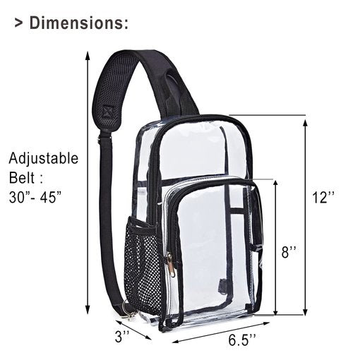 Edraco Clear Sling Bag for Concert & Stadium Approved, Shoulder Backpack for Men & Women - Holds Phone, Wallet, Keys, Power Bank