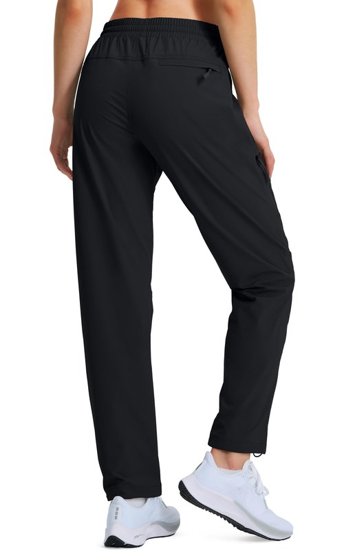 Hugut Women's Hiking Pants Quick Dry Lightweight Cargo Pants UPF 50 Water Resistant Zipper Pockets for Golf Travel Work Camping Black
