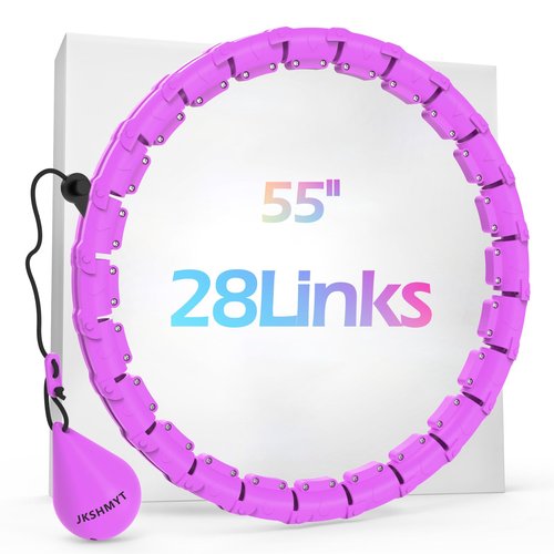 JKSHMYT Weighted Hula Circle Hoops for Adults Weight Loss, Infinity Fitness Hoop Plus Size 55 Inch, 28 Detachable Links, Exercise Hoop Suitable for Women and Beginners