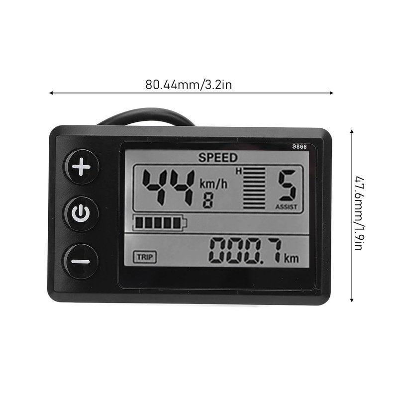 BTSEURY Electric Scooter LCD Display Meter, Electric Cycling Panel S866 24V 36V 48V 60V 6 Pin Water Display Control Panel for Electric Scooter Accessories