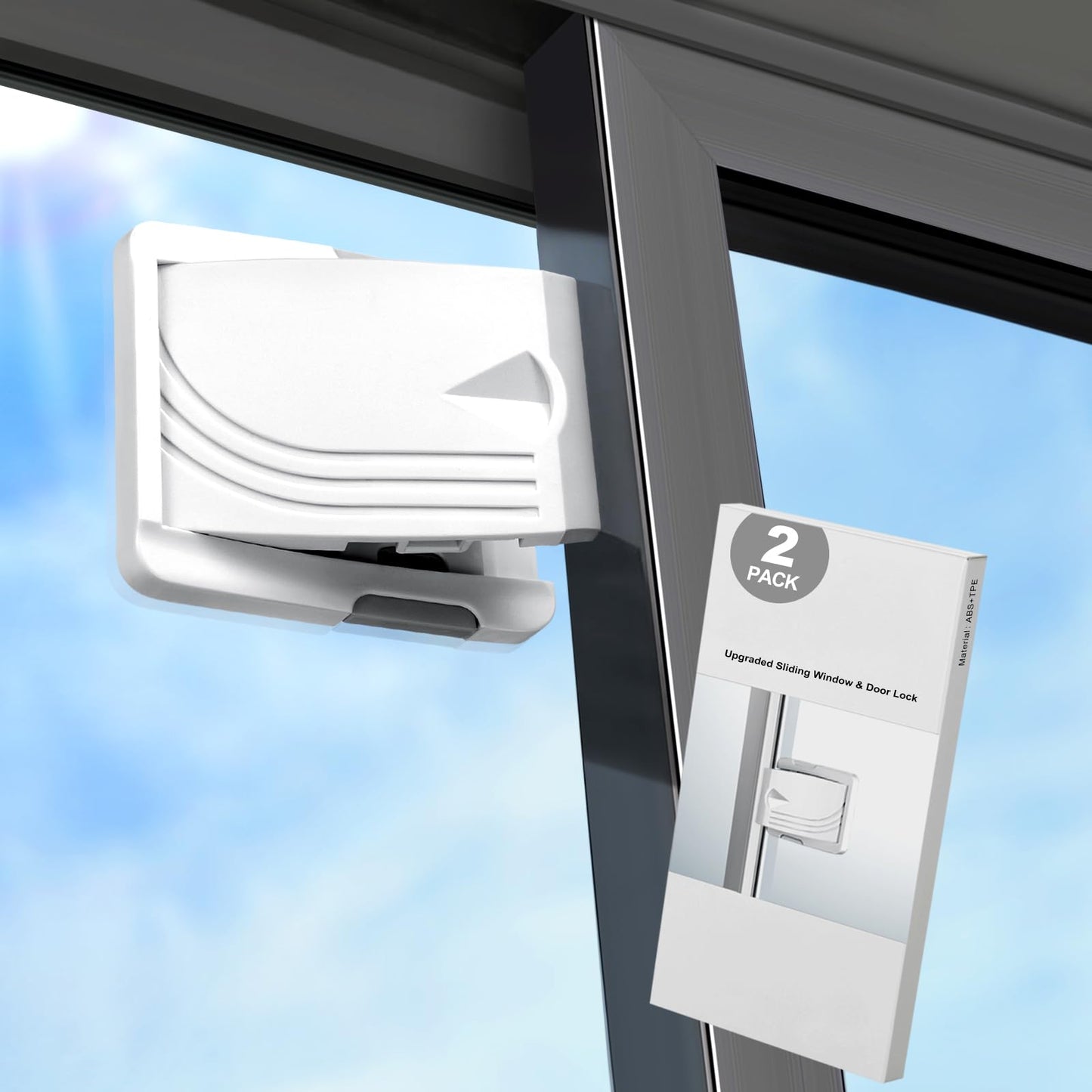 STERGDE Sliding Door Lock 2 Pack, Child Safety Lock For Sliding Glass Doors, Easy To Install, Keeps Your Baby Out Of Danger, For Sliding Glass Doors, Sliding Windows, Sliding Closets, Etc (Grey)