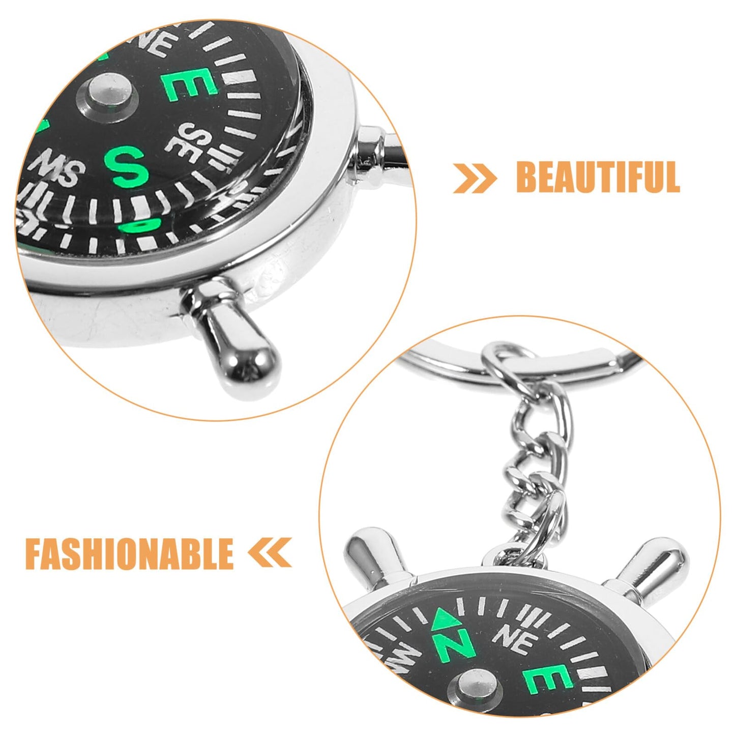 GANAZONO Compass Keychain with Key Ring Pocket Compass for Men Mini Survival for Hiking Camping Outdoor Sports Lightweight Durable Navigation Accessory