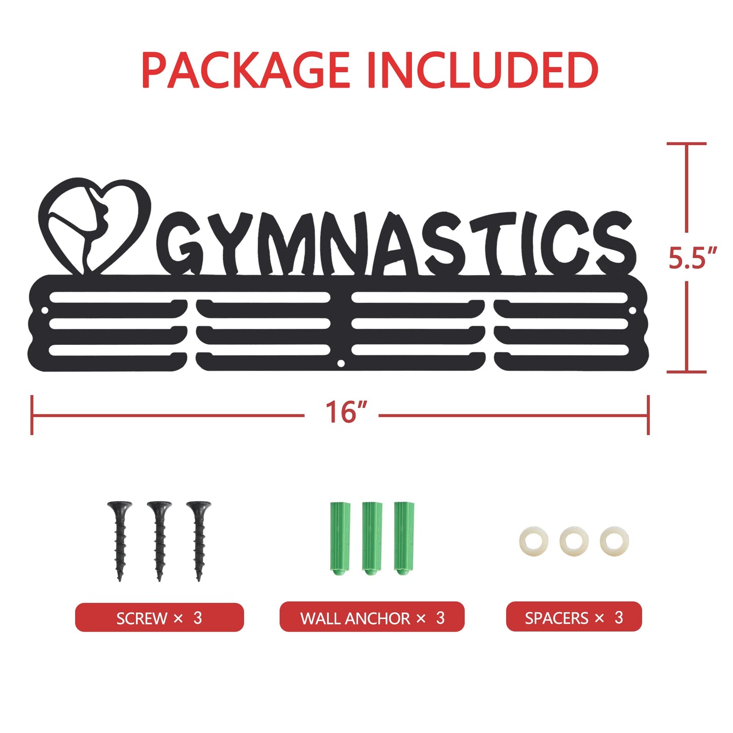 Goutoports Medal Holder Display Hanger Rack Frame for Sport Race Runner- Gymnastics for Girl - Sturdy Black Steel Metal Over 60 Medals Easy to Install