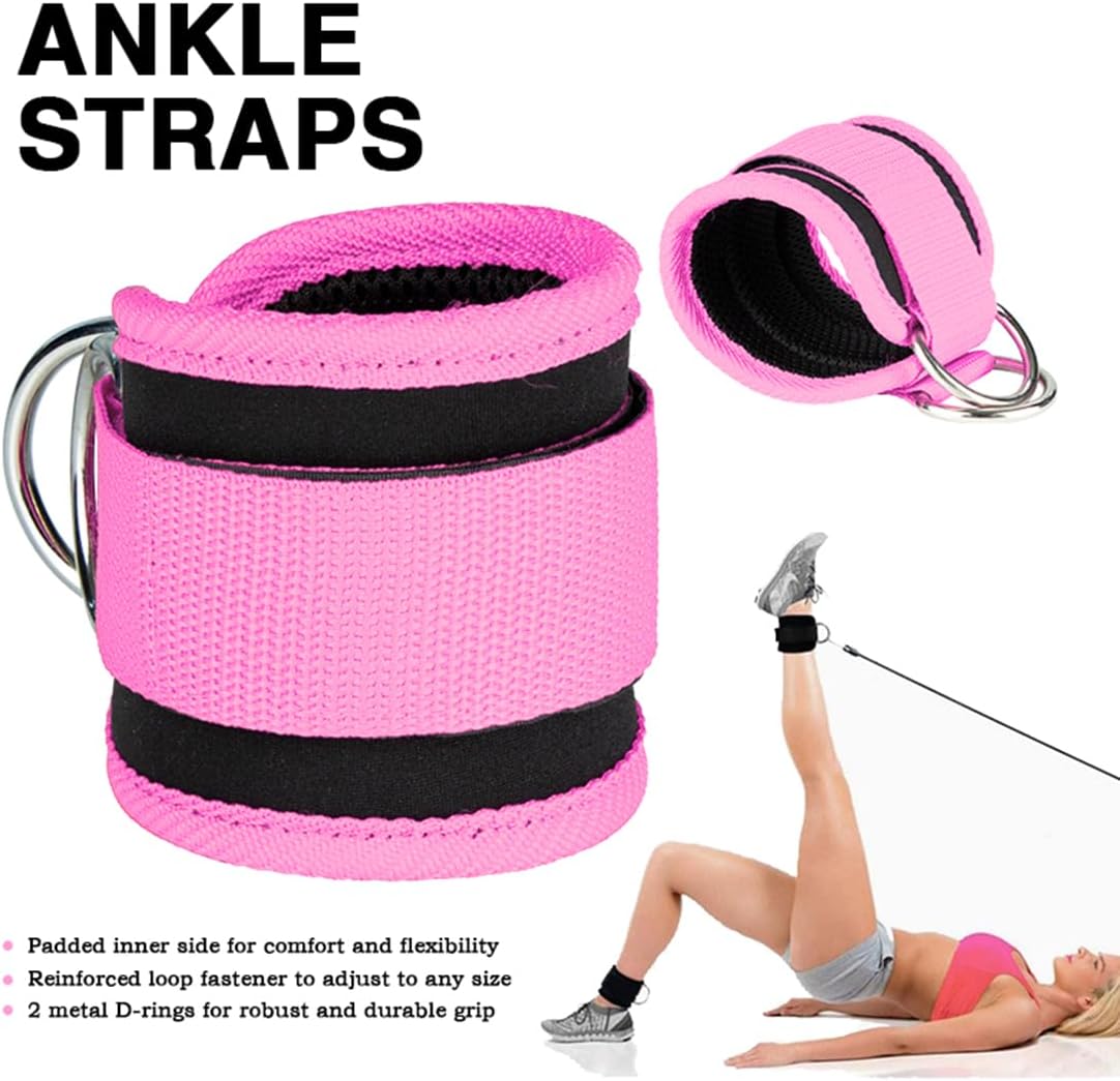 Skiennix Ankle Resistance Bands - Adjustable Padded Straps for Glute Kickback | 1 Pair