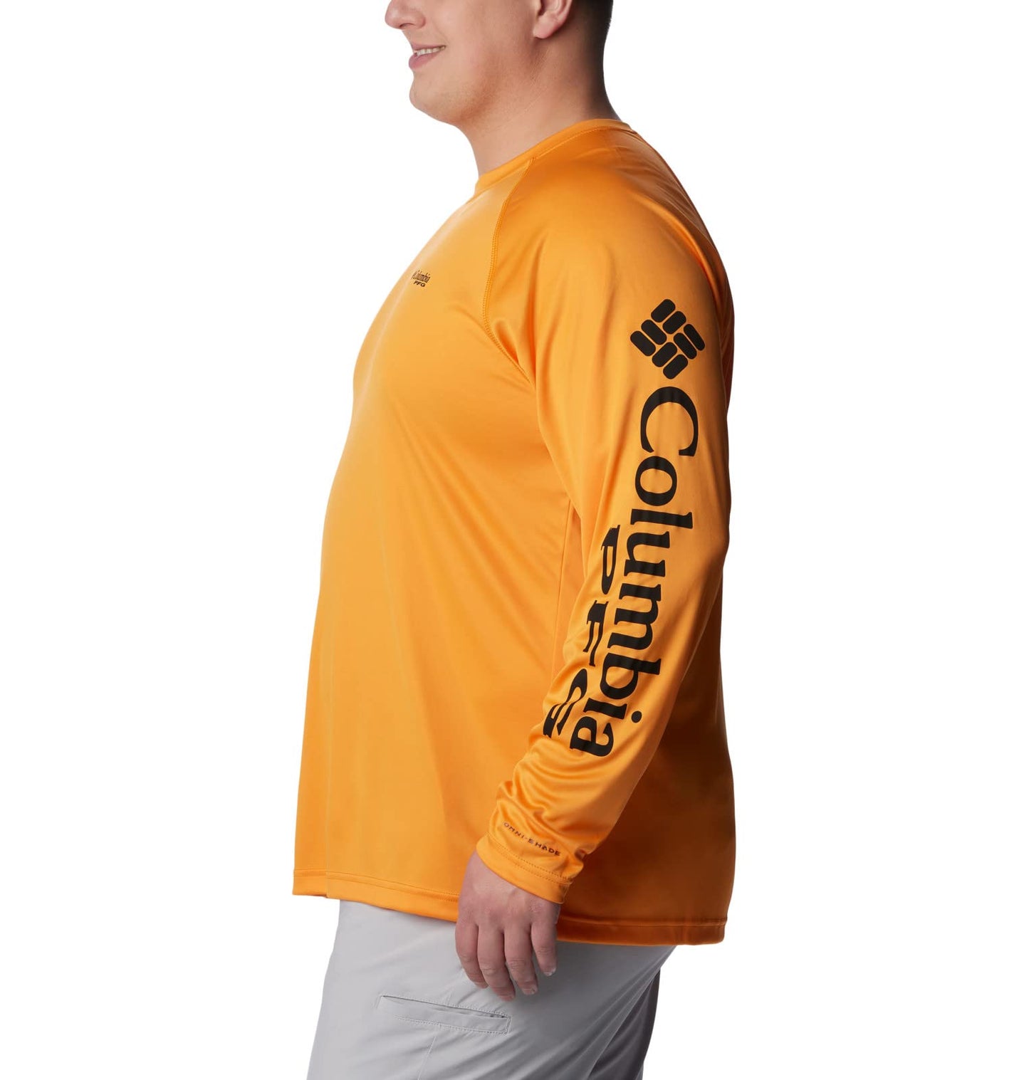 Columbia Men's Terminal Tackle Long Sleeve Shirt, Orange Blast/Black Logo, 3X Big
