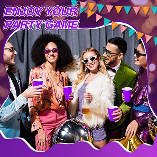 Lounsweer 100 Pack Purple 16 oz Plastic Party Cups - Disposable Drinkware