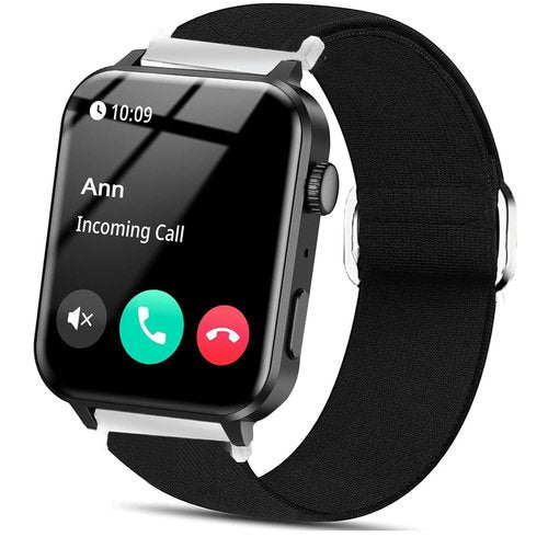 Lamshaw Compatible with IOWODO R30 Pro, Blackview R50, RLQA 54 1.83" Scrunchie Elastic Replacement Strap, 20mm Stretch Elastics, Single-Layer Nylon & Cotton, Black, One Size