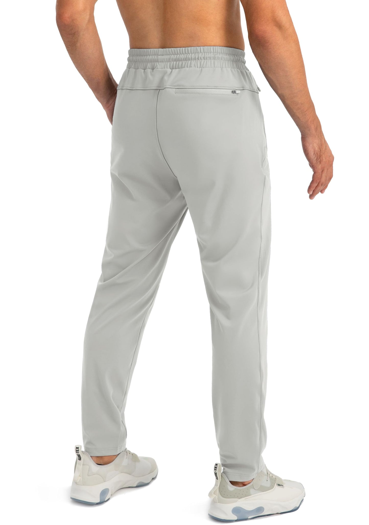 G Gradual Men's Sweatpants with Zipper Pockets Tapered Joggers for Men Athletic Pants for Workout, Jogging, Running (Bright Grey, Large)