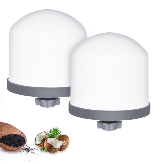 YKMGON Replacement Ceramic Dome Water Filter with Coconut Shell Activated Carbon， 0.2 to 0.5 micron for Countertop Water Filter System 2PACK