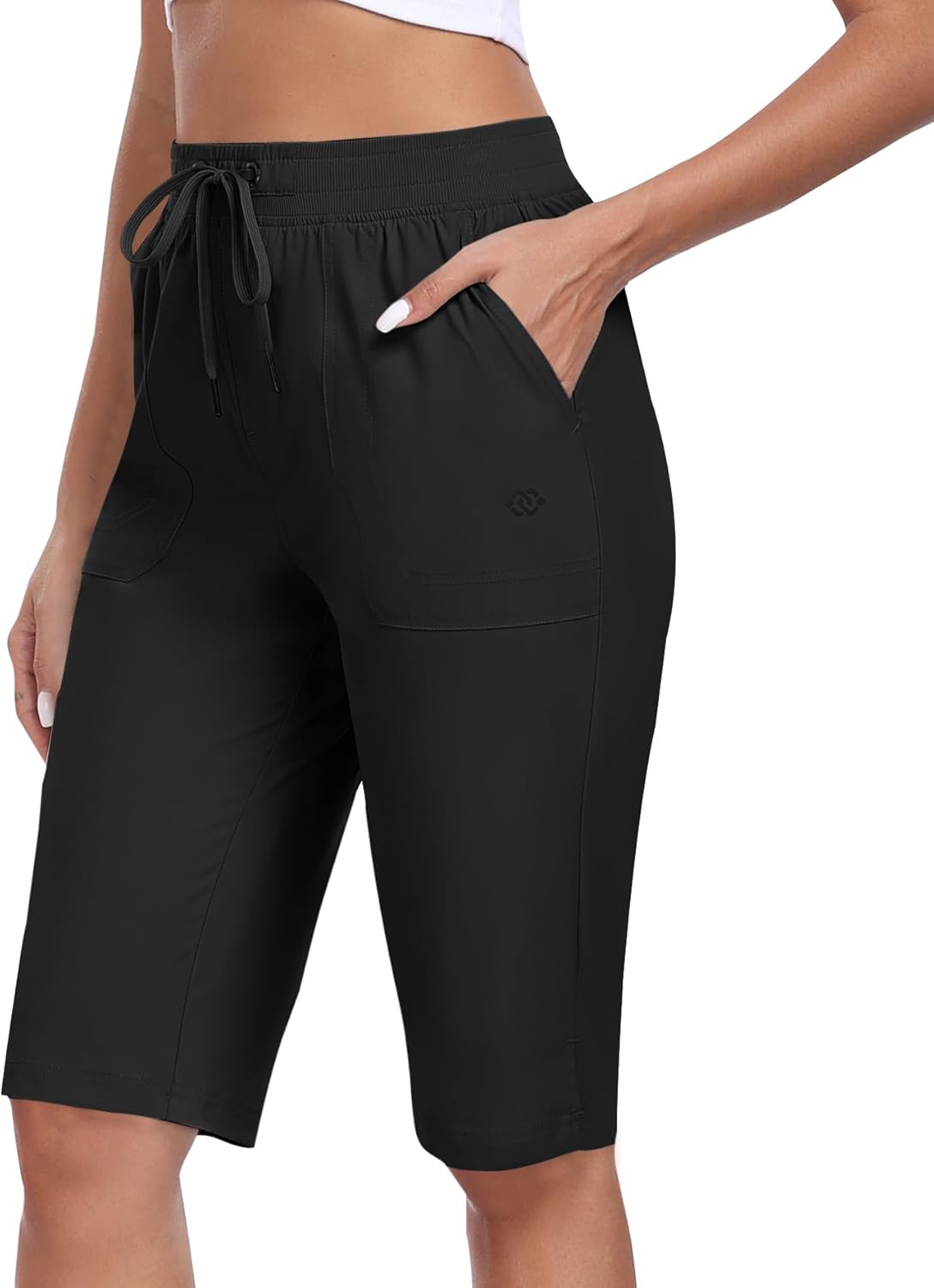MoFiz Women's Quick-Dry Hiking Shorts - 13" Knee Length, Water-Resistant, 3 Pockets for Travel & Golf