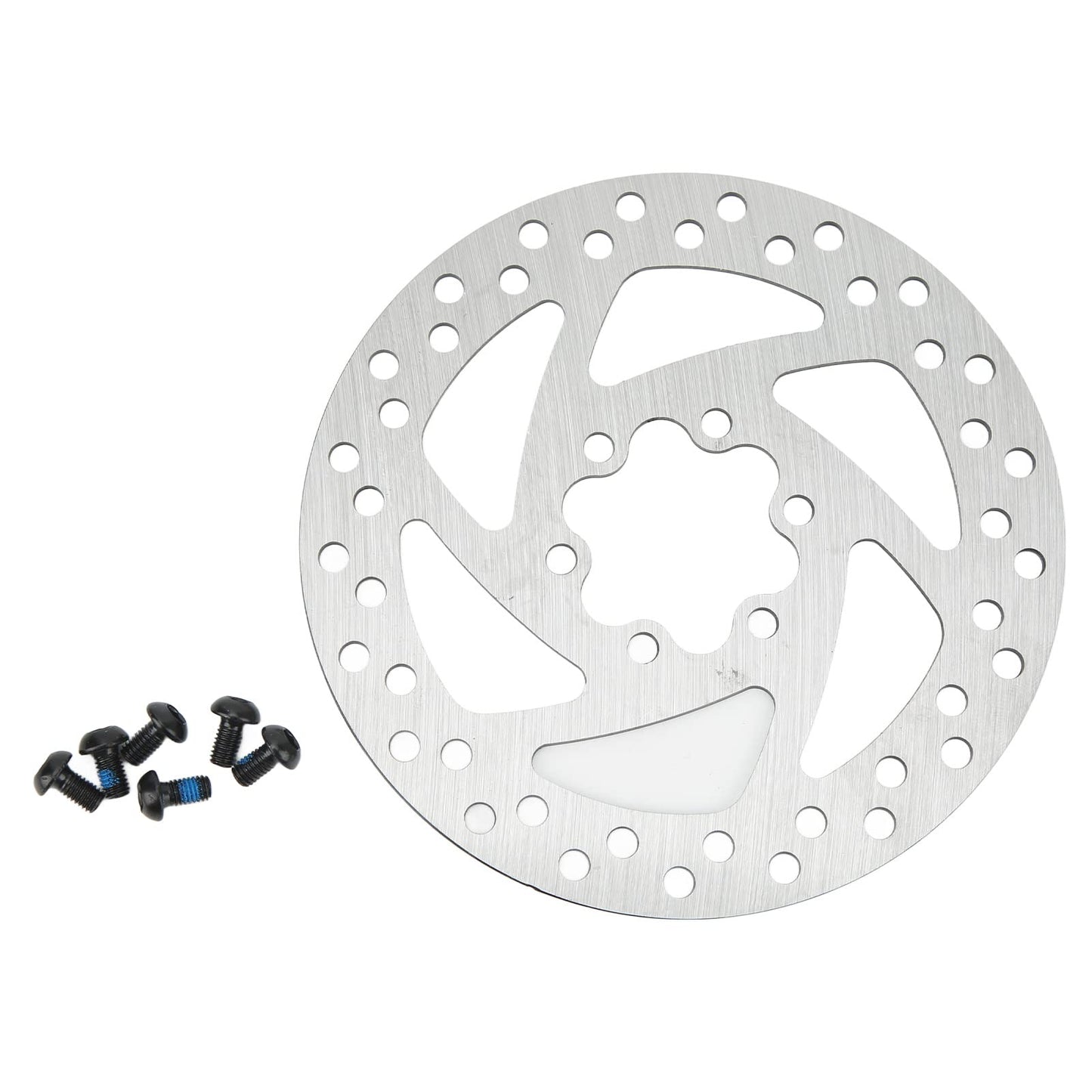 Tissting 5.5inch Electric Scooter Brake Disk Mini Round Stainless Steel 6 Hole Brake Disc with 6 Screws for Electric Replacement Accessories