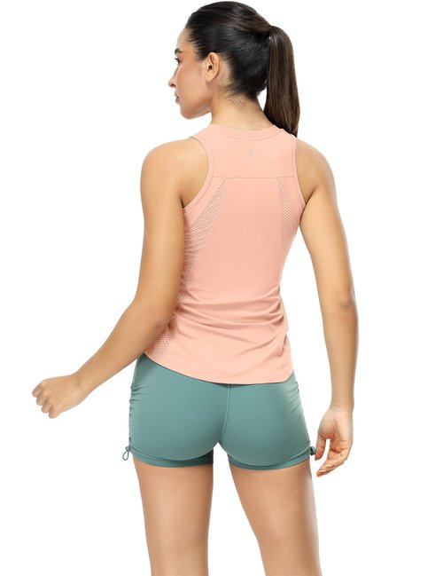 icyzone High Neck Workout Tank Tops for Women, Cool Feeling Gym Athletic Yoga Exercise Running Quick Dry Sports Shirts (Pink, S)