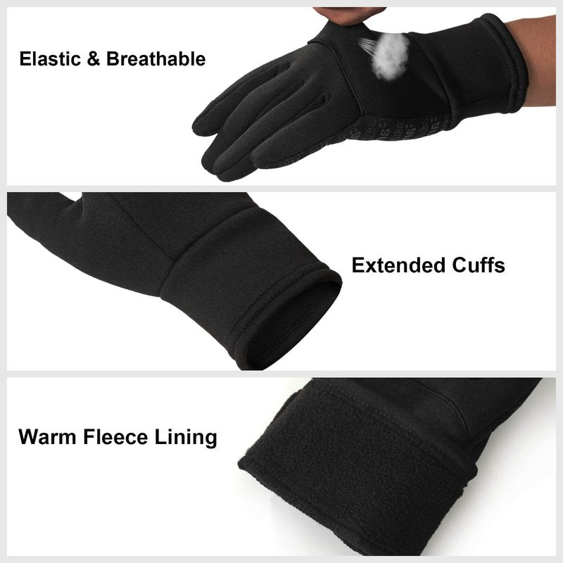 FanVean Gloves for Cold Weather Women Men Winter: Thermal waterproof Windproof 360°Touchscreen for Running Cycling Snow Ski Driving Motorcycle Hiking Riding Workout- Medium Black