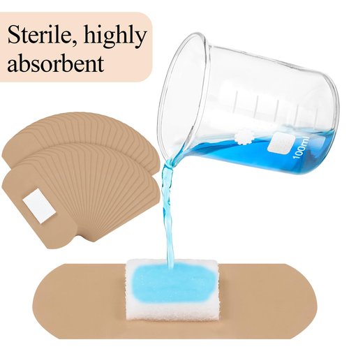 Geiserailie 200 Pcs Pressure Bandages XL for Dialysis Patients 2.83 x 1.18 Inch Pressure Adhesive Bandage Waterproof for Wound Care Absorbent Pad Thin Skin Seniors First Aid Essential