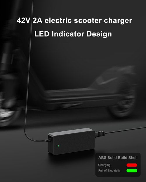 VHBW Replacement for 5th Wheel Electric Scooter Charger, 42V 2A Electric Scooter Charger Compatible with 5th Wheel V30PRO, M1, ES09, 5LCHM11U, DC Barrel Power Adapter with LED Indicator