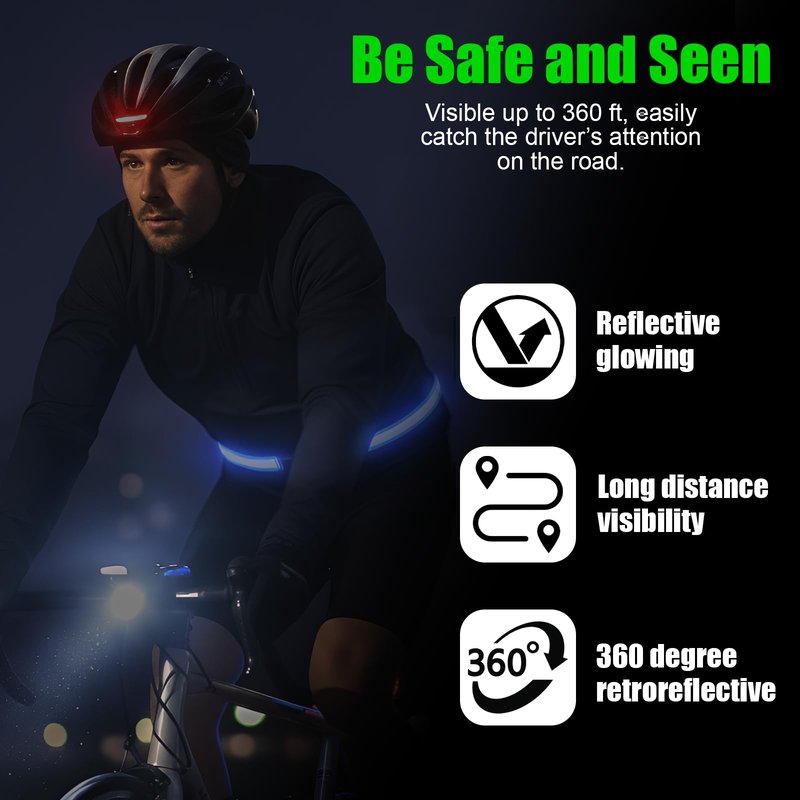 KH866 5PCS Reflective Belt or Sash PT Belts Lights Visibility Military Adjustable Lightweight Tape Vest Waist Straps for Night Running Walking Cycling Fits Women Men Kids - Green Red Blue Pink Orange
