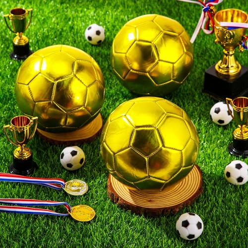 WinnerWhy Gold Size 2 Autograph Soccer Ball Set – 9 Mini Trophy Balls with Pump