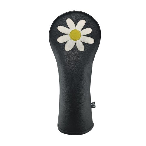 Daisy PU Leather Golf Club Covers Driver Headcovers Fairway Woods Hybrid Protector with Interchangeable Number Tag