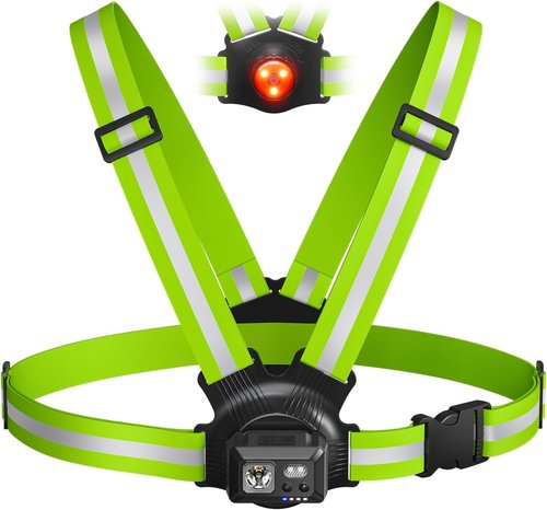 Acso Running Light - 500 Lumens Rechargeable Gear with 360° Reflective Vest | IPX5 Waterproof for Night Activities