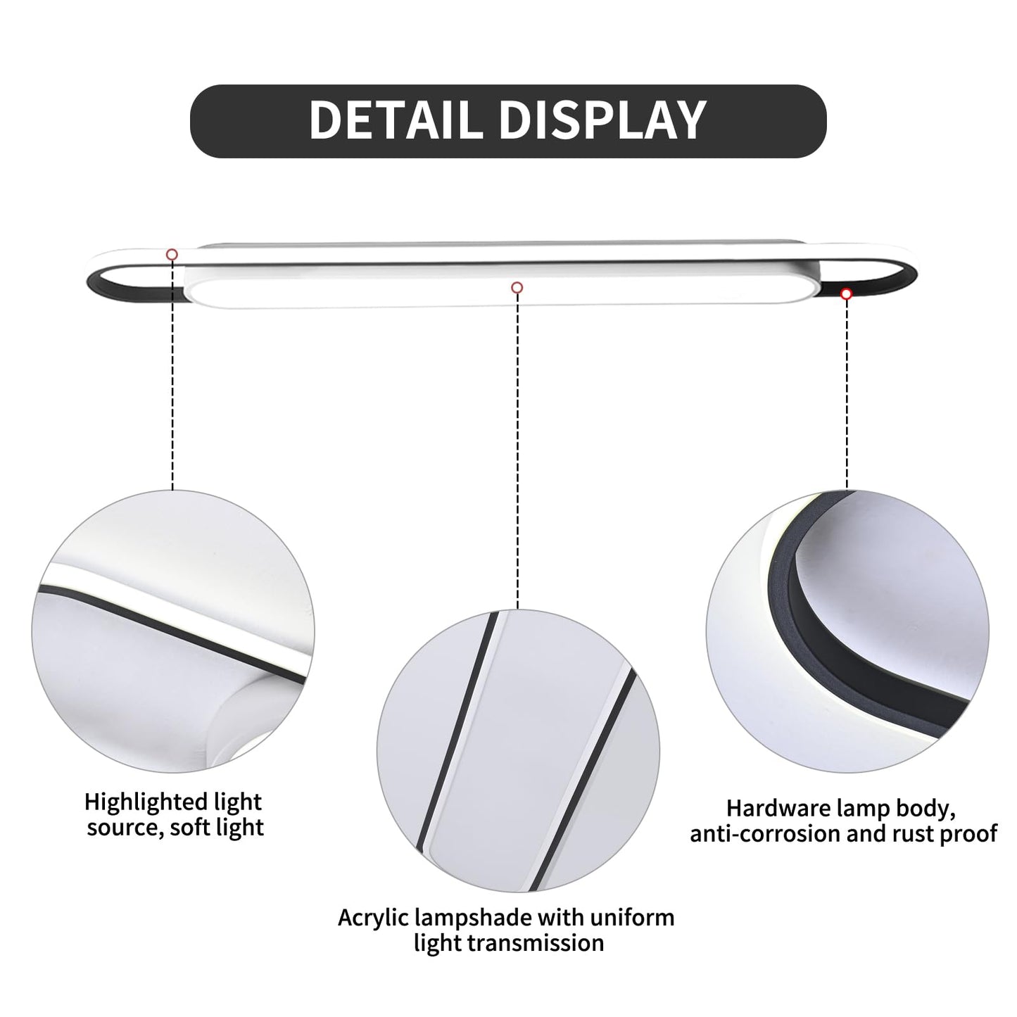 Naroume 4Ft Modern Hallway Ceiling Lights, 6500K Acrylic Linear Ceiling Lamp,65W Metal LED Ceiling Light Fixture,Kitchen Dining Living Room Laundry, Garage Cloakroom Lighting (48Inch)