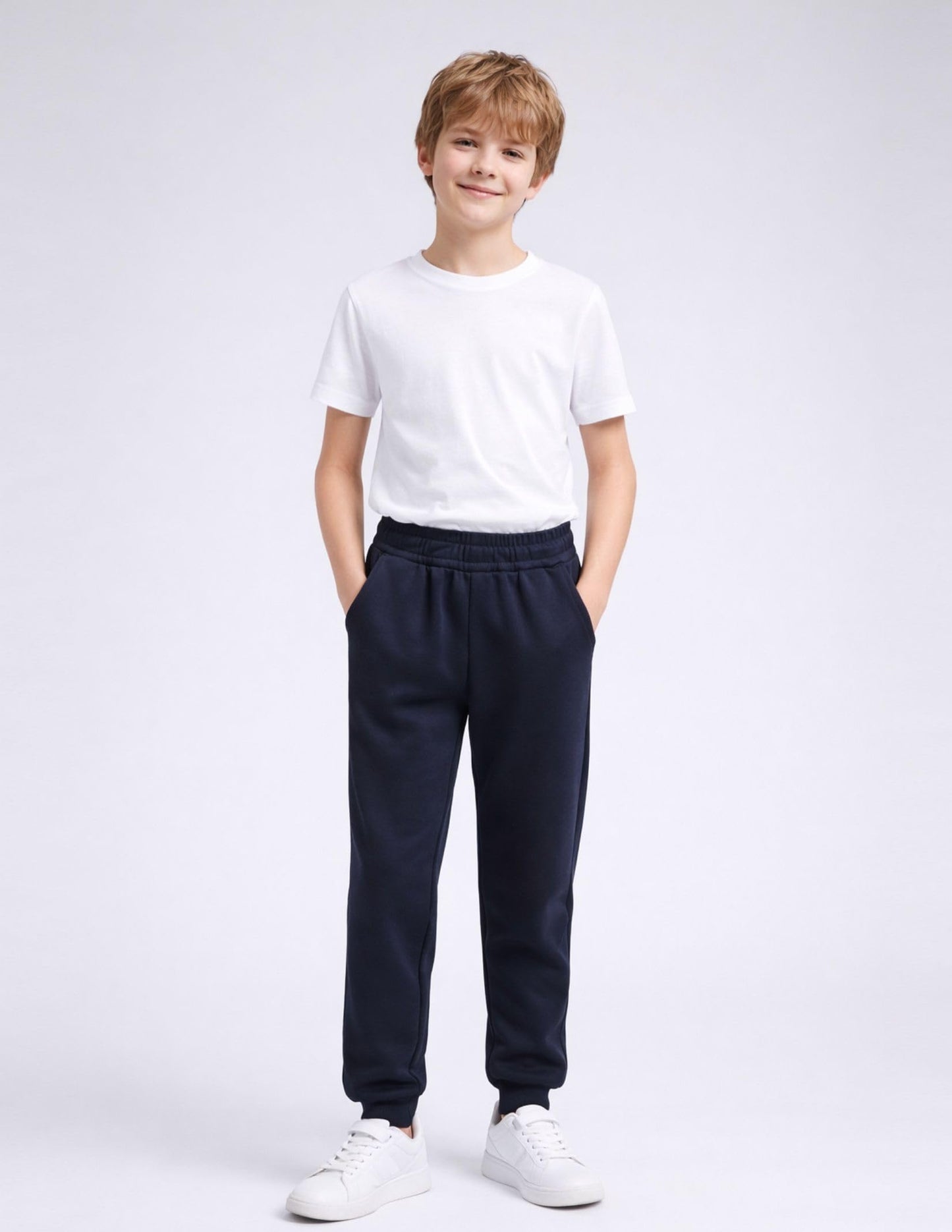 3 Pack Boys Lightweight Jogger Pants, Youth Athletic Sweatpants, Kids Toddlers Clothes Apparel (Set 7, Small) Navy