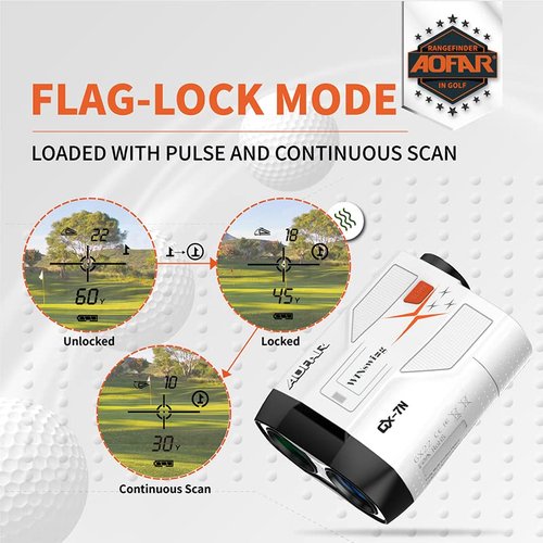 AOFAR GX-7N Golf Rangefinder Update Version with AI Technology, Continuous Scan, Slope and Angle Switch Button with Indicator, Flag-Lock with Pulse, High-Precision, Waterproof for Tournament