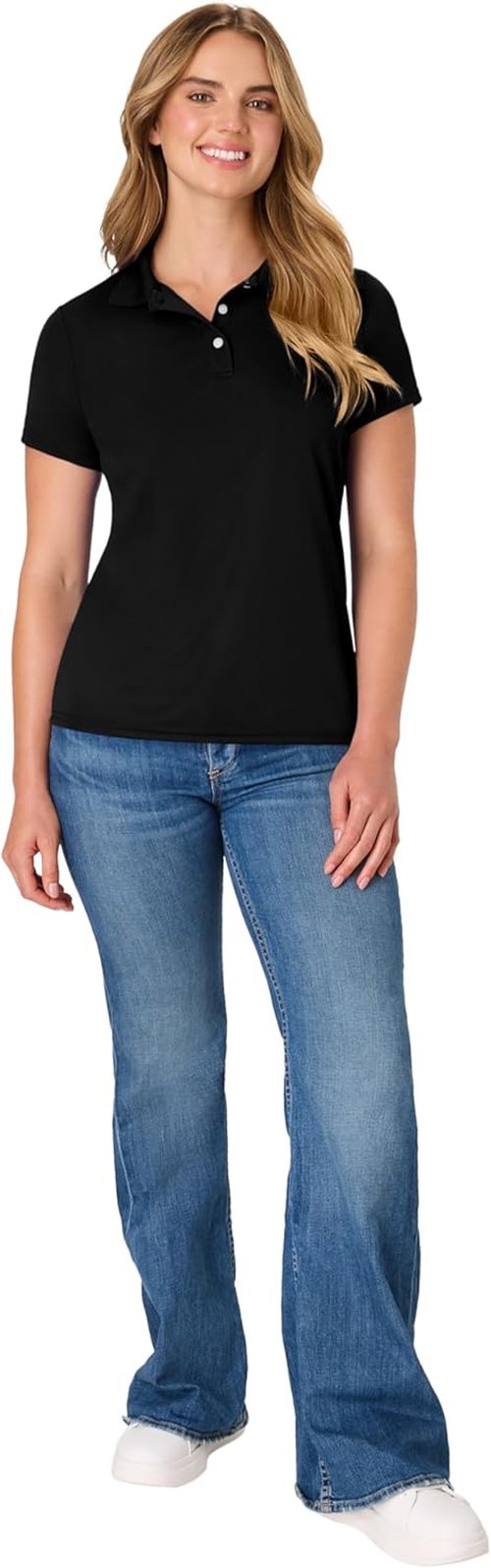 Hanes Women's Performance Polo - Moisture-Wicking Sport Shirt with 40+ UPF Protection | 3-Pack Available