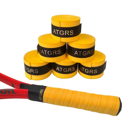 vlmits Tennis Grip Tennis Racket Grip Tape Absorbent Anti-Slip Tennis Overgrip for Tennis Badminton Pickleball Racquet Handle Overgrips and Overwraps, Embossed Surface (6 Yellow Grips)