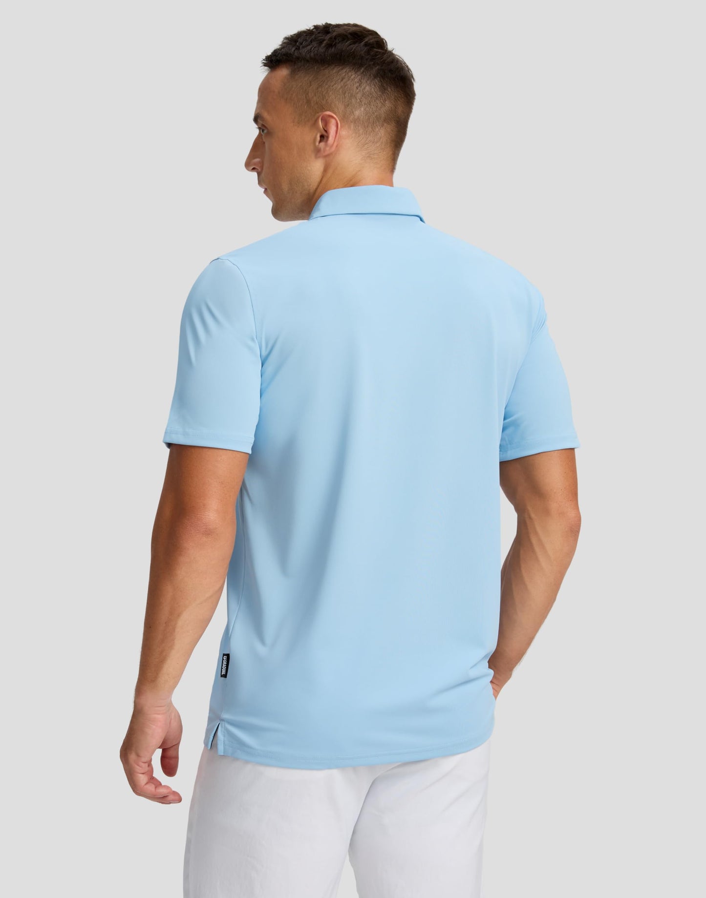 G Gradual Men's Golf Shirts Quick Dry Moisture Wicking Performance Short Sleeve Collared Polo Shirts for Casual Athletic Business (Light Blue Stripes, XXL)