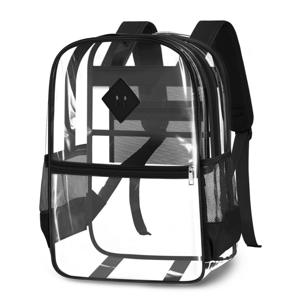 VGJ Clear backpack,Clear Backpack for School,Heavy Duty PVC Transparent Backpack, With Water-Resistant PVC Plastic Material and Ruggedly Ruinforced Shoulder Straps