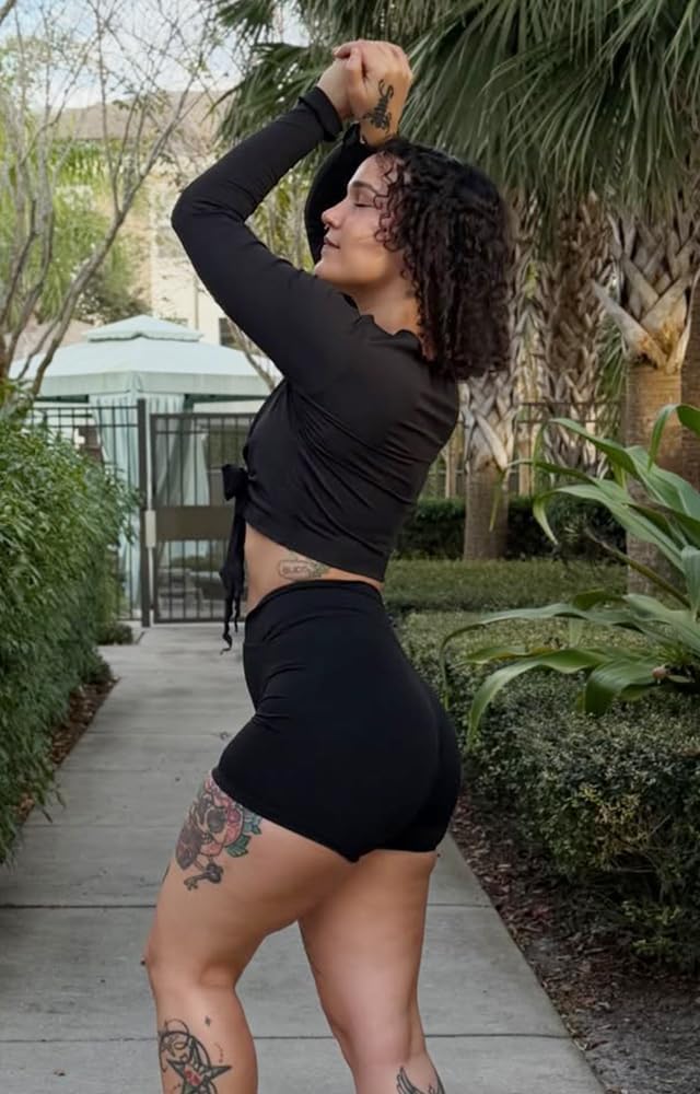 Aoxjox Trinity Workout Biker Shorts - High-Waisted Tummy Control for Women | 6" Crossover Design