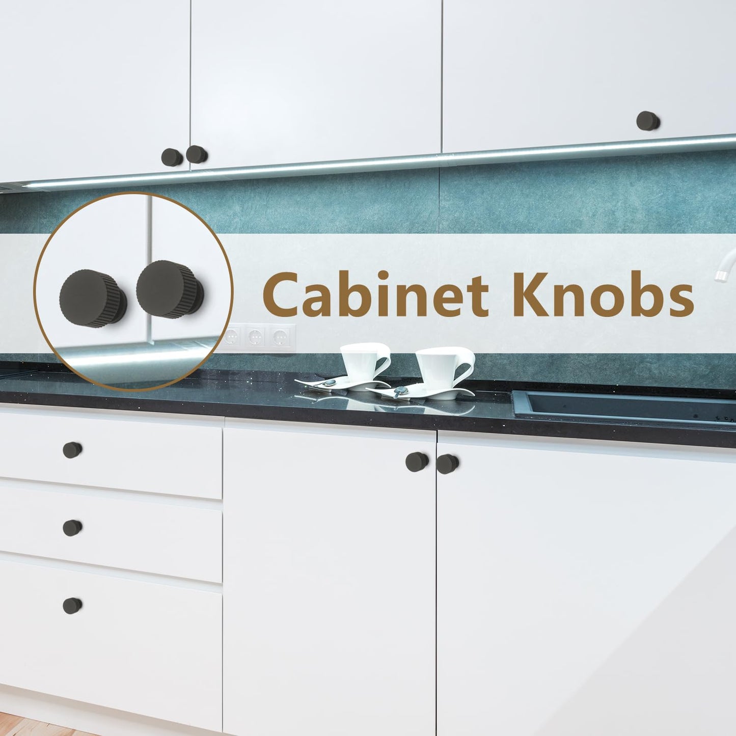 Abtopia 4 Pack Dresser Knobs Black Cabinet Knobs, Matte Black Drawer knobs Kitchen Knobs for Cabinets and Drawers, Drawer Pulls for Bathroom, Cupboard, Kitchen Hardware