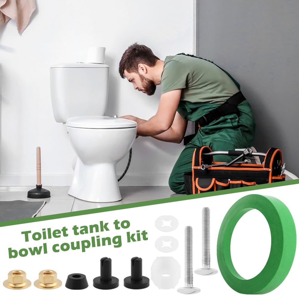 Toilet Tank to Bowl Gasket Kit for American Standards Toilet Part AS738756-0070A, 3 Inch Toilet Tank Replacement Kit, Includes Gasket, Bolts and Other Essential Parts